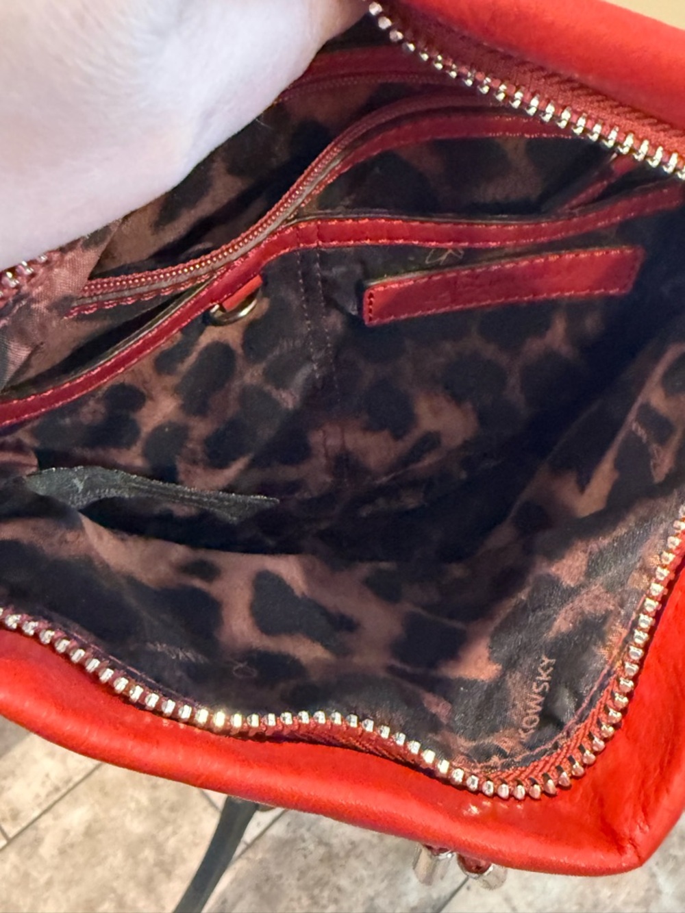 B. Makowsky Red Leather Crossbody Bag - Picture 4 of 5